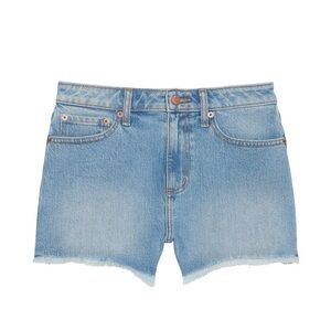 VS Pink Denim High Rise Jean Shorts size 8 light wash frayed hem blue casual